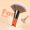 Docolor Fan Brush Professional Face Makeup Brush Highlighting Kabuki Premium Synthetic Hairs Cosmetic Tool, Red BULL Fan Brush