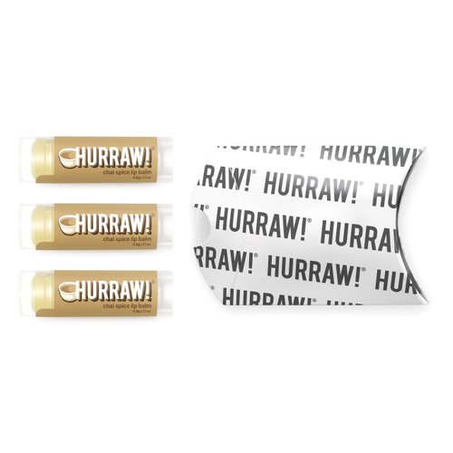 Hurraw! Chai Spice Lip Balm, 3 Pack: Organic, Certified Vegan, Cruelty and Gluten Free. Non-GMO, 100% Natural Ingredients. Bee, Shea, Soy and Palm Free. Made in USA