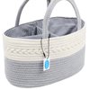 Casaphoria Diaper Caddy Organize,Cotton Rope Diaper Basket Caddy Baskets for Storage,100% Cotton Car Diaper Organizer with Removable Inserts,Cream and Gray (14.2''×8.7''×8'')