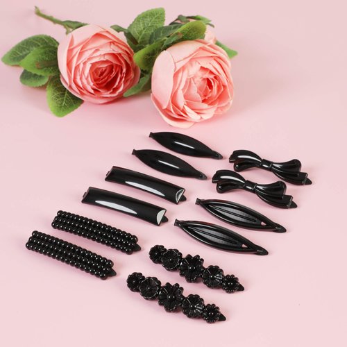 AURORA PIN 24pcs Hair Clips Set, Hair Barrettes for Women and Girls, Hair Accessories for Thick Thin Fine Hair, Small, Black