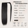 JIAMEISI Ponytail Extension Human Hair Wrap Around Clip in Hair Piece Ponytail Extension Human Hair Straight Ponytail For Black Women with Magic Paste 80G(18 inch, Natural Black #1B)