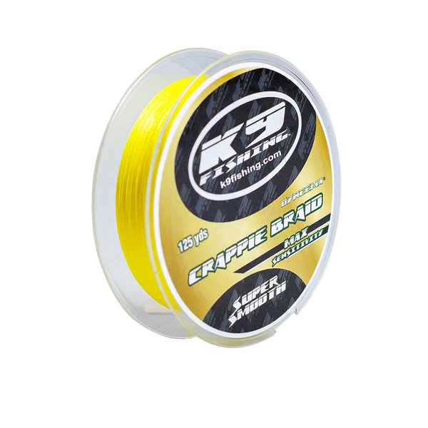 K9 Crappie Braid — Ultra-Light BFS Braided Fishing Line — Super Smooth, Max Sensitivity, Abrasion Resistant — High Visibility Colored Dyneema® Braid — Saltwater or Freshwater — 5lb