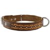 Genuine Leather Braided Studded Dog Collar, Brown 1.25" Wide. Fits 16"-20.5" Neck.