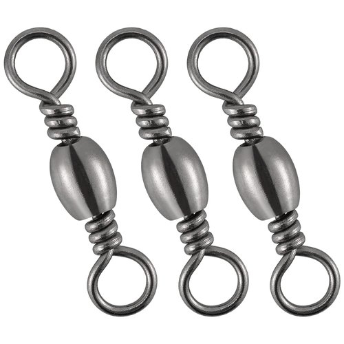 Dr.Fish 50 Pack Swivels Fishing Tackles Barrel Swivels Stainless Steel Copper Solid Ring Freshwater Fishing Swivels Connector Black Nickel 30Lb