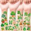 HOWAF 96pcs St. Patrick's Day Temporary Tattoos,Glitter Shamrock Tattoo Stickers for Irish Party Decorations,Lucky Clover Face Tattoos with Leprechaun for Green Party Parade Makeup