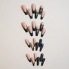 MISUD Press on Nails Long Coffin Fake Nails Matte Glue on Nails Ballerina Acrylic Nails Bling Snowflake Glitter Artificial Nails Black Gradient French Tip Stick on False Nails with Design 24 pcs