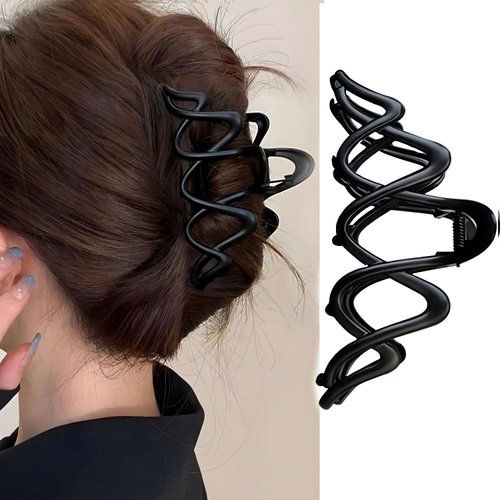 Wave Metal Hair Claw Clips, 1Pcs Hair Claw Clips for Thin Thick Hair Accessories Non-Slip Wavy Bl...