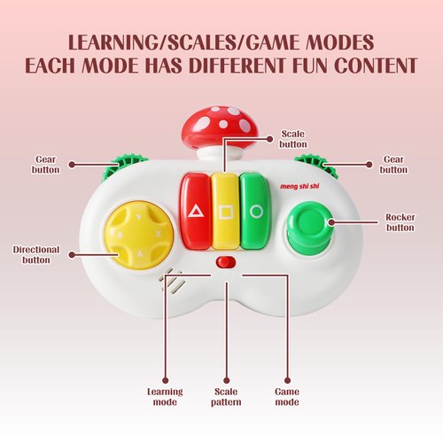 FANELEQU Mushroom Game Controller Early Learning Education Toy, Baby Musical Toys with Sounds & Lights, Toddler Montessori Sensory Learning Toys, Infant Gift for Boys Girls