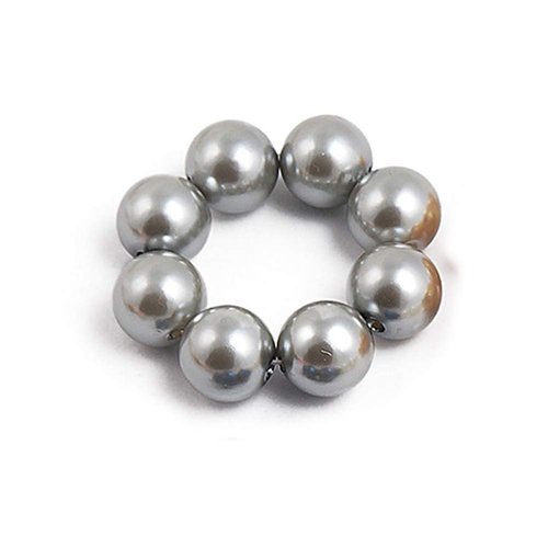 AKOAK Sweet and Elegant Simulation Big Pearl Hair Rope Handmade Beaded Elastic Hair Tie Hair Accessories, Ponytail, Girls and Ladies Hair Accessories, Pack of 1 (Silver)