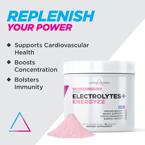 Livingood Daily Electrolytes Powder No Sugar - Keto Electrolytes Hydration Powder with Vitamin C, Taurine, D-Ribose & FOS - Sugar Free Electrolyte Drink Mix - 30 Servings, Strawberry Lemonade