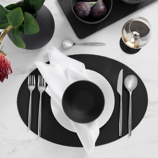 Villeroy & Boch Manufacture Rock Faux-Leather Oval Reversible Placemats, Set of 4, Black