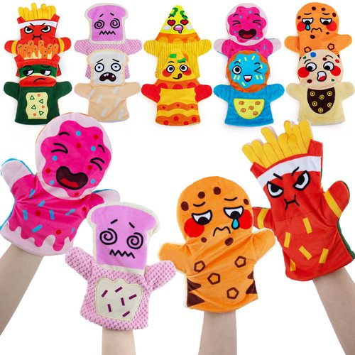 Hand Puppets for Toddlers 1-3, 5 pcs Puppets for Kids Ages 4-8, Soft Plush Social Emotional Learning Activities Toys, Family Hand Puppets,Sensory Play Therapy Toys for Counselors