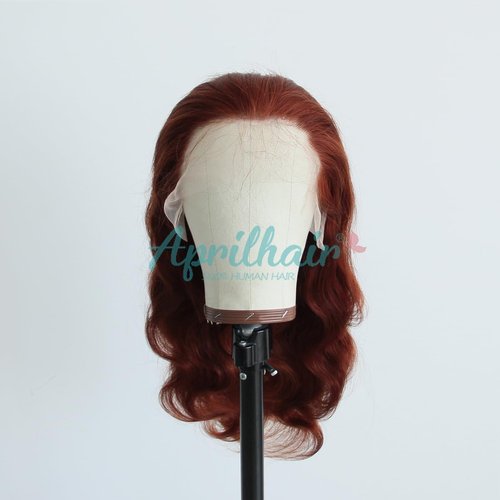 Aprilhair Pre-plucked #33 Reddish Brown 13X6 Lace Front Wigs Body Wave Glueless 150% Density Brazilian Virgin Human Hair 10 INCH