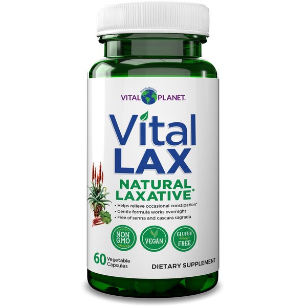 Vital Planet - Vital Lax Natural Laxative Colon Cleanse Supplement for Occasional Constipation, with Magnesium Hydroxide, Slippery Elm, Aloe, and Triphala to Support Bowel Regularity 60 Capsules