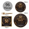 VIJIV 96Pcs 50th Birthday Decorations Men Party Plates and Napkins Tableware Set Party Supplies, Black and Gold Paper Dessert Plates Cheers 50th Wedding Anniversary Decorations