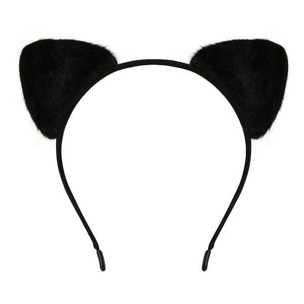 Totelux Cute Cat Ears Headband Black Plush Hair Band Animal Ears Hair Hoop Hair Accessories for Women Adult Birthday Holiday Party Supplies