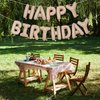 Happy Birthday Balloon Banner Beige, 16 Inch Neutral Tan Self Inflating Happy Birthday Foil Balloon, Nude Birthday Bunting Banner Letter Balloons for Men Women Birthday Party Decorations Supplies