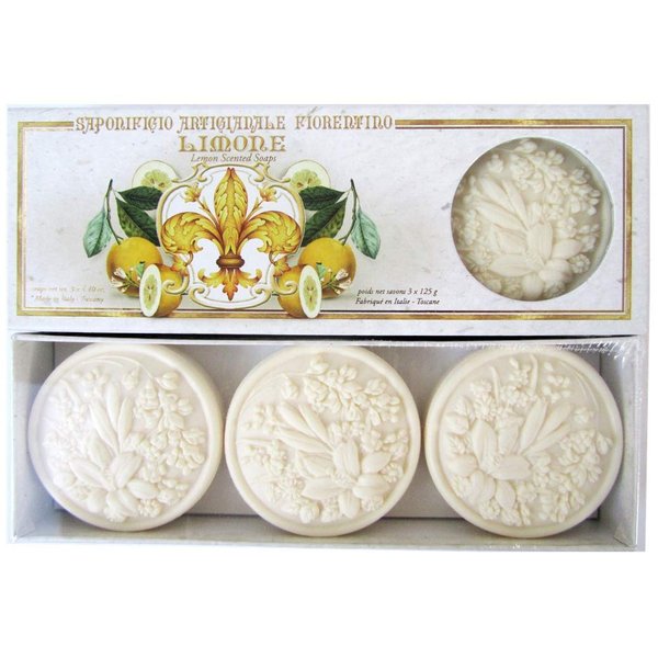 Saponificio Artigianale Fiorentino Lemon 3 X 4.40 Oz. Soap Bar From Italy