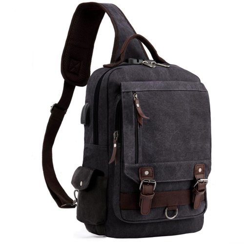 Leaper Retro Crossbody Bag Sling Bag Canvas Messenger Bag for Men Women Shoulder Bag Crossbody Handbags Satchel Black, XXL