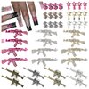 Gehaiwo 44PCS Gun Nail Charms Nail Art Rhinestone,Gold Silver Pink Alloy Gun Dollar Sign Star Nail Decoration for Acrylic Nails, Nail Jewels Accessories for Nail Art Supplies DIY Nail Craft