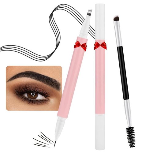 BINGBRUSH 2-in-1 Dual-Ended Eyebrow Pencil Micro 4 Point and Precise Brush - Eye Makeup Lift & Snatch Long-Lasting Waterproof Natural Eyebrow Hair (1Pc 05# Black)