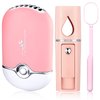 3 Pcs Nano Mister for Lash Extensions Mini USB Lash Fan Dryer for Eyelash Extensions Handheld Lash Mirror Portable Facial Steamer 20 ml Water Tank for Lash Extension Supplies (Pink,Heart Style)