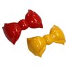 Parcelona French Angel Bow Red and Yellow Small 2” Celluloid Set of 2 Hair Clip Barrettes for Girls