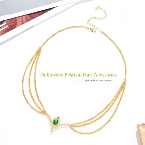 Aukmla Boho Head Chain Jewelry Gold Layered Headpiece Hair Chains Festival Halloween Prom Costume Headband Hair Accessories for Women