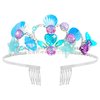 GAFATORY Blue Mermaid Tiara for Women with Comb Heart Mermaid Crown for Girl Mermaid Hair Accessories Costume Ocean Theme Birthday Party Decorations Under the Sea Cosplay Party