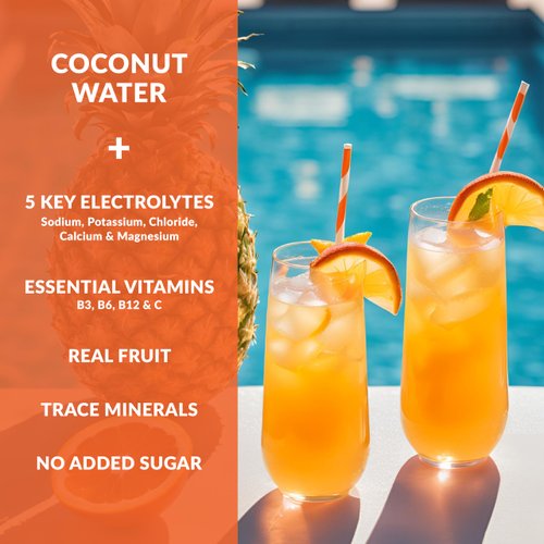 Reef Replenish Hydrating Electrolyte Drink Mix - Mango Tangerine, 30 Servings - Hydration Powder w/Coconut Water - Non-GMO, No Added Sugar, 5 Key Electrolytes + Vitamins, Natural Trace Minerals