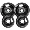 W10290350 W10290353 Porcelain Burner Drip Pan Bowls Replacement by Blutoget - Compatible for Whirl-pool Electric Range Cooktop Includes 2 Pack 8-Inch and 2 Pack 6-Inch Pans(Black Porcelain),W10288051