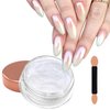 Laza White Chrome Nail Powder Glazed Donut Nails Metallic Effect Pigment Shimmer Pearlescent Mica Powder Iridescent Aurora Nail Glitter Fairy Dust Gel Nail Art Supplies Nail Techs – Pearl Chrome