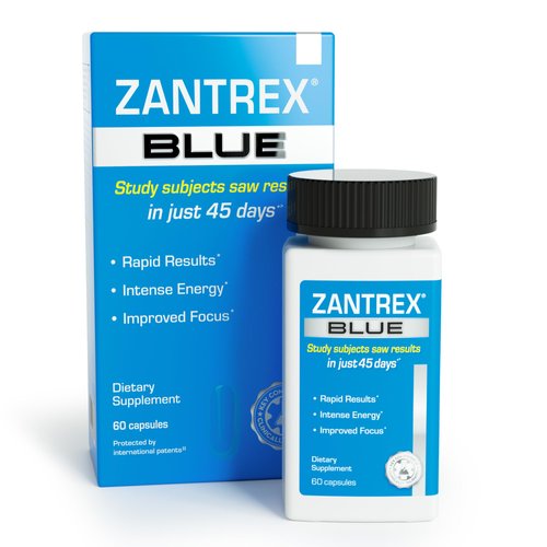 Zantrex Blue - High Energy Supplement - 300MG Natural Caffeine - Yerba Mate, Damiana, and Guarana, 60 Count