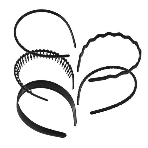 Pluzmecalm 5Pcs Black Plastic Headbands for Women or Men,Fashion Non Slip Head Band,Unisex Wide Hair band Hoop Clips Hair Accessories for All-Day Comfort Easy to Use and Wear,Beauty and Personal Care