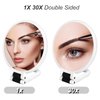 Martvex 1x 30x Magnifying Travel Mirror, Hand Mirror with Handle - Double Side Hand Held Mirror with 1x30x Magnification & Foldable Handle, Portable Travel Makeup Hand Mirror for Women (White)