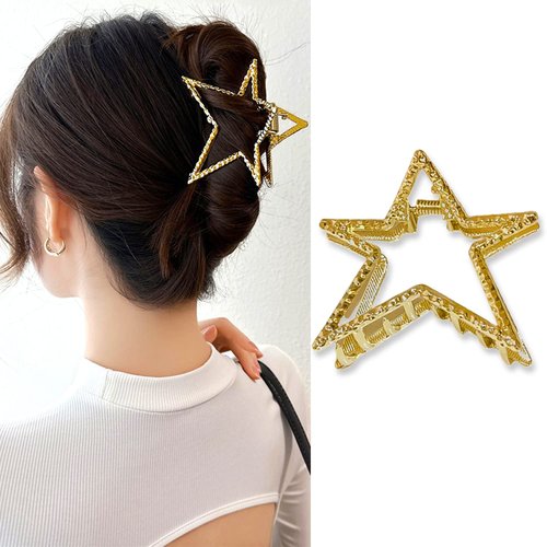 Star Hair Clips for Women, 1Pcs Metal Gold Star Hair Claw Clips 4th of July Small Star Hair Acces...