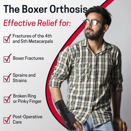 Ezywrap The Boxer Orthosis Orthopedic Hand & Wrist Brace | Wrist Brace for Women & Men | Wrist Support Strap for Sprain, Wrist Sleeve, Metacarpal Wrap Brace | Regular | Right | (Single/Black)