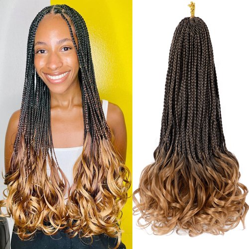 French Curl Crochet Braids 18 Inch 6 Packs Goddess Box Braids Crochet Hair Pre Looped French Curl...