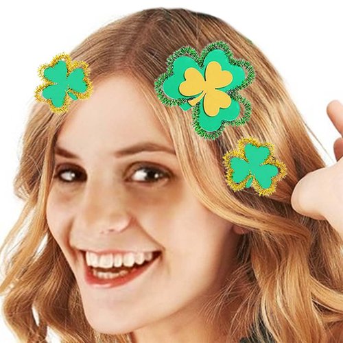 Easedaily Green Shamrock Hair Clip Irish Glitter St. Patrick&#39;s Day Hair Accessories for Women and...