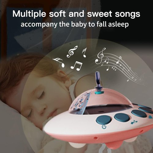 Eners Crib Mobile Music Box, Baby Mobile Spinner with Lights, Rotation, Moon and Star Projection, Crib Toys Attachments for Boys Girls (Music Box Pink)