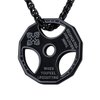 U7 Men Fitness Dumbbell Necklace Stainless Steel Black Gun Plated Weight Plate Barbell Chain Pendant Necklace