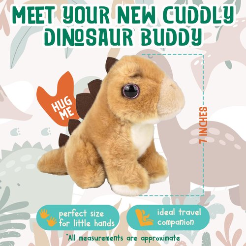 7” Stegosaurus Dinosaur Stuffed Animal Plush Toys, Cute, Ultra Cuddly, Huggable Soft Dino Toy, Nursery Decor, Baby Shower Decorations, Birthday Gift for Boys and Girls (7" Stegosaurus)