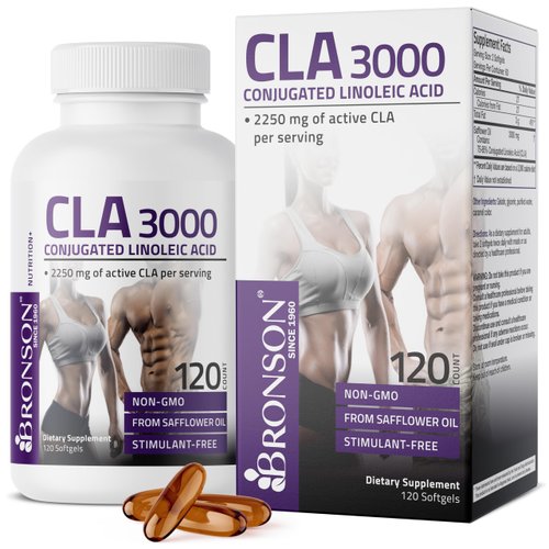 Bronson CLA 3000 Extra High Potency Supports Healthy Weight Management Lean Muscle Mass Non-Stimulating Conjugated Linoleic Acid 120 Softgels