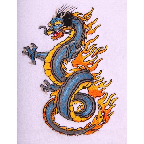 Big Black Horse LLC Bath Towel Set with Embroidered Blue Dragon