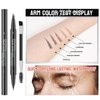 Upgrade Curved 2 Fork Tip Eyebrow Pen, Dual-Ended Forked Tip Eyebrow Pencil with Brush, Magic Microblading Eyebrow pencil,Precise Definition for Looking Brow-Create Natural Hair-Like Brows (03#)