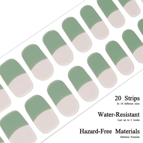 Drizzle Semi Cured Gel Nail Strips, Real Nail Polish Art Stickers (UV/LED Light Required), Glossy, Glitter, Solid Color, Full Nail Wraps Long Lasting Waterproof, Nail Strips Decal for Women (French)