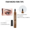 Magic Eyebrow Pencil, Microblading Eyebrow Pencil Contouring Pen, 4 Tipped Precise Brow Pen, Fine Stroke Microblading Eyebrow Pencil Natural (Dark Brown+Light)