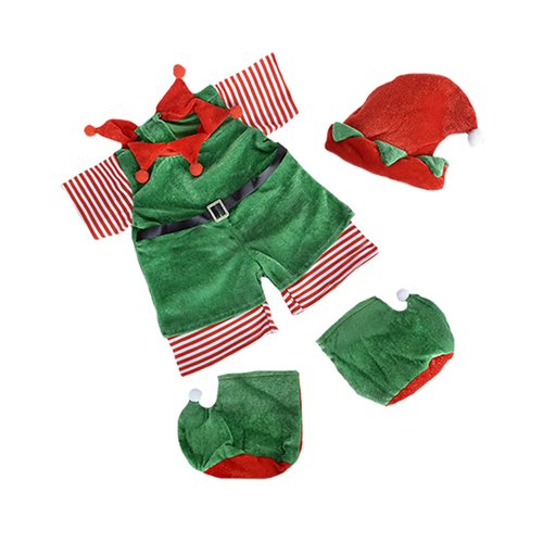 Christmas Elf Teddy Bear Clothes Outfit Fits Most 14"-18" Build-a-Bear and Make Your Own Stuffed Animals