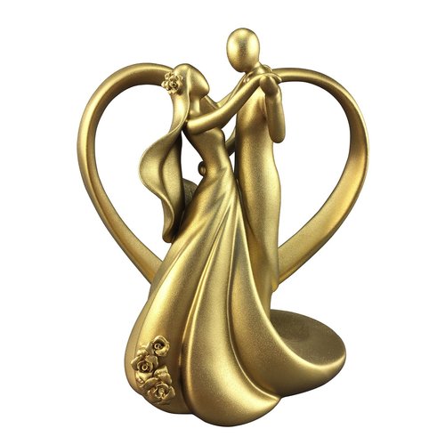 Wedding Collectibles Gold Stylized Dancing Heart Wedding Cake Topper