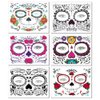 6 Pack Floral Day of the Dead Sugar Skull Face Temporary Tattoos Halloween Makeup Tattoos Decor Stickers for Halloween Masquerade Party